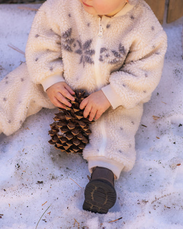 Shearling Baby Jumpsuit || Natural Fair Isle by Rylee + Cru
