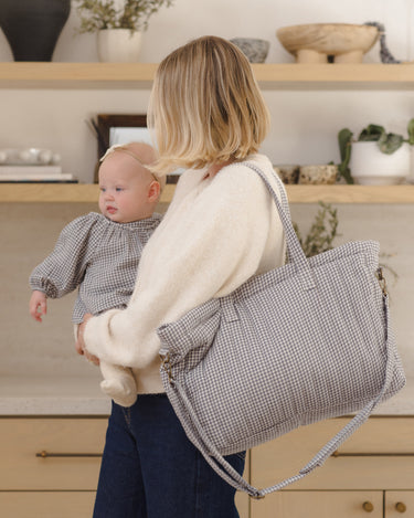 Diaper Bag + Changing Pad Set || Midnight Gingham by Quincy Mae