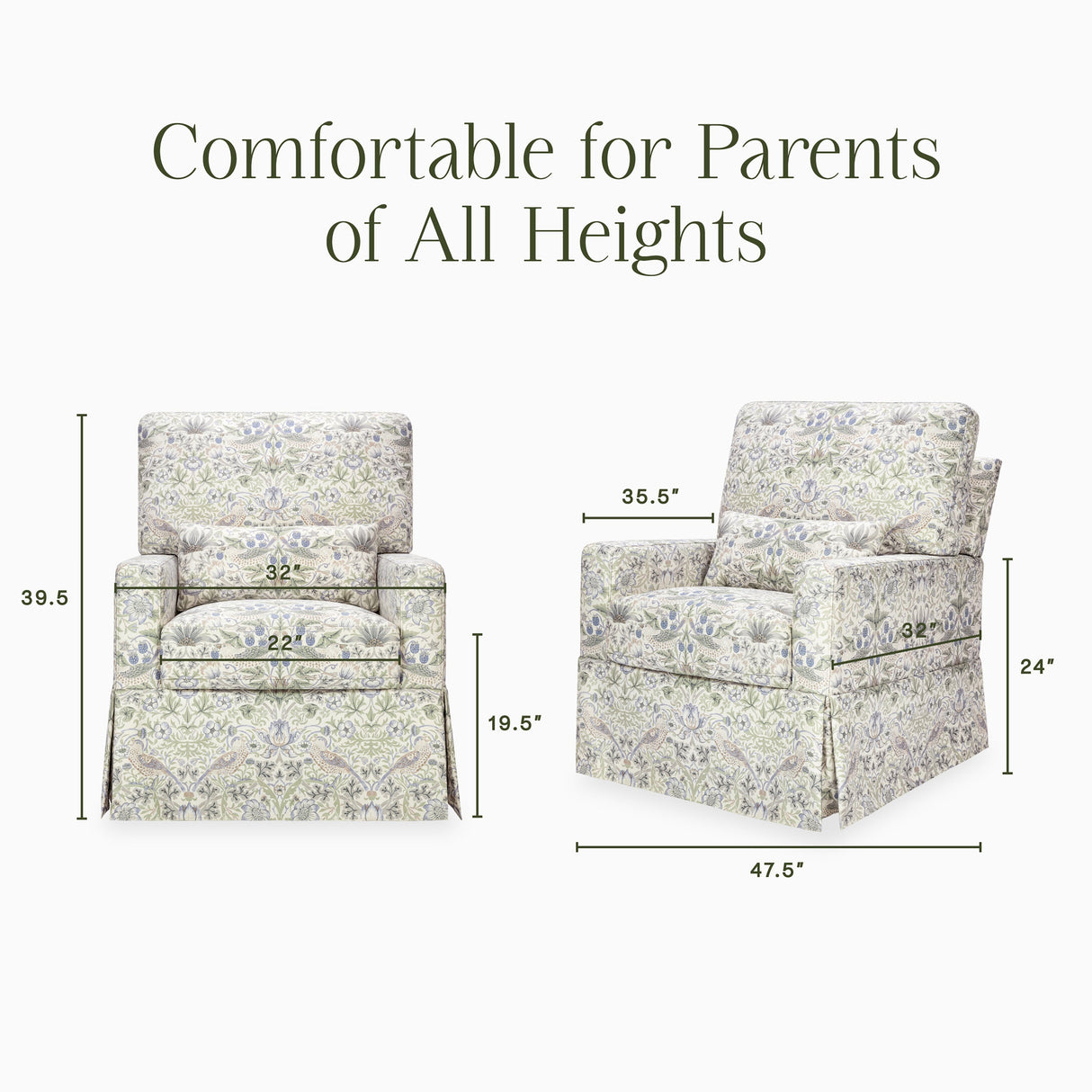 Morris & Co. x Namesake Crawford Pillowback Comfort Swivel Glider