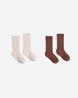 Ribbed Socks, 2-Pack || Petal, Mulberry by Rylee + Cru