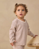 Long Sleeve Tee || Cocoa Microstripe by Quincy Mae