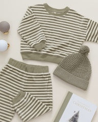 Velour Relaxed Sweatpant || Spruce Stripe by Quincy Mae