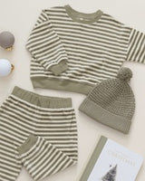 Velour Relaxed Sweatpant || Spruce Stripe by Quincy Mae