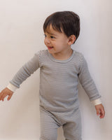 Waffle Top + Pant Set || Midnight Microstripe by Quincy Mae