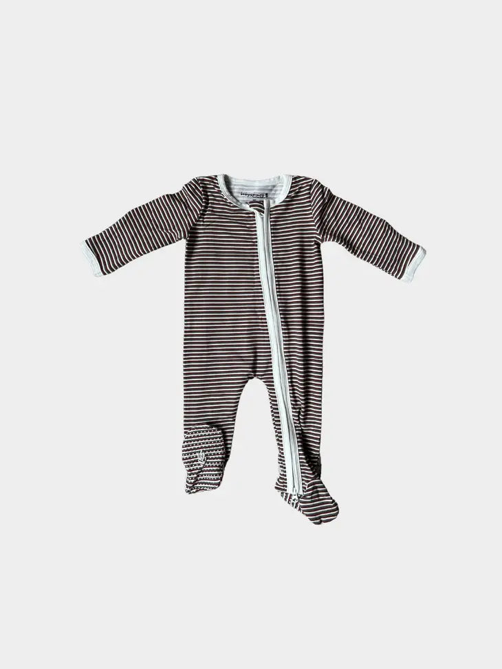 Bamboo Footie Romper in Christmas Stripe by babysprouts