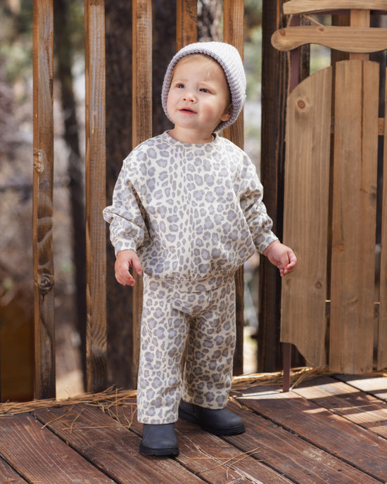 Wide Leg Sweatpant || Blue Leopard by Rylee + Cru