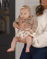 Ruffle Collar Cardigan || Heathered Almond by Quincy Mae