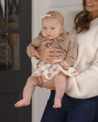 Ruffle Collar Cardigan || Heathered Almond by Quincy Mae