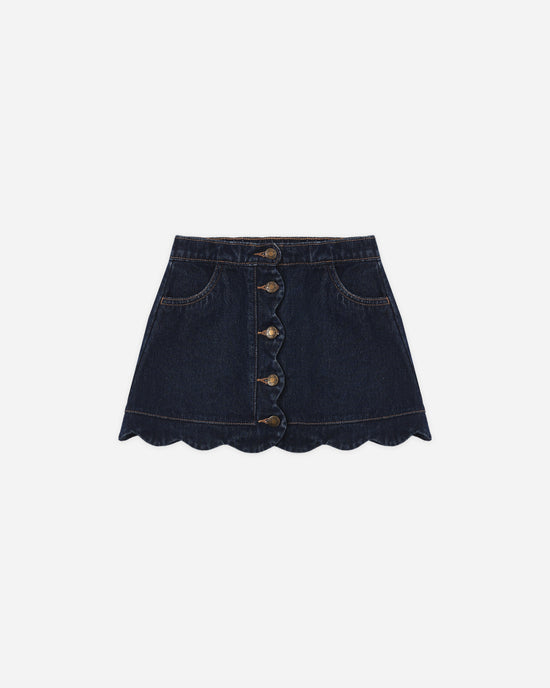 Scallop Mini Skirt || Dark Indigo by Rylee + Cru