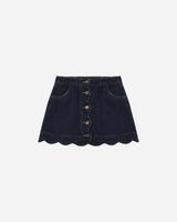 Scallop Mini Skirt || Dark Indigo by Rylee + Cru