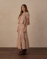 Women's Tiered Midi Skirt || Fawn Gingham by Rylee + Cru