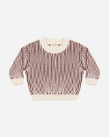 Relaxed Knit Sweater || Black Cherry Stripe by Quincy Mae