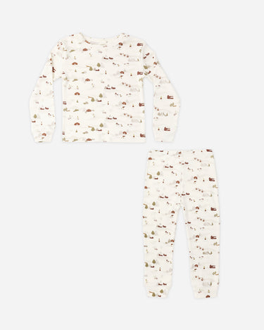 Organic Long Sleeve Pajama Set || Ski Town by Rylee + Cru