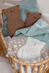 Mila Baby Blanket- Green Forest Bear by Indigo 11