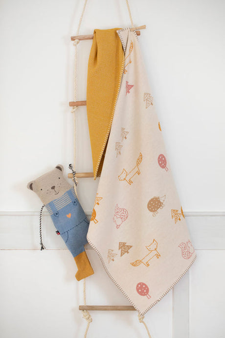 Lena Baby Blanket- Offwhite Forest Animals by Indigo 11