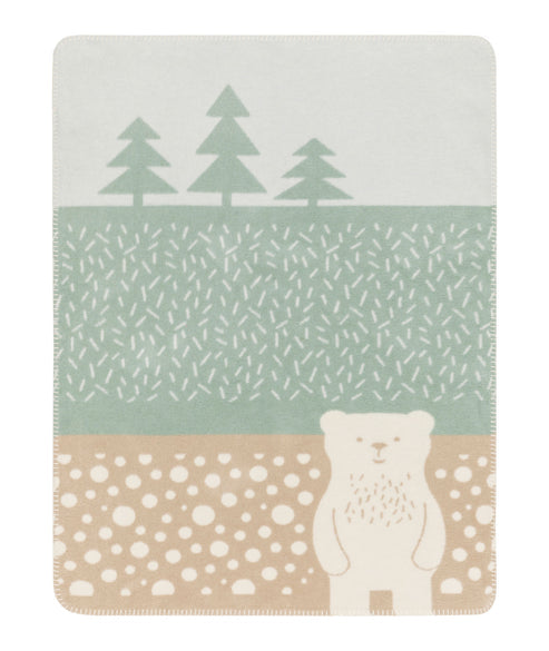 Mila Baby Blanket- Green Forest Bear by Indigo 11