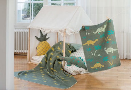 Juwel Baby Blanket- Green Dinos by Indigo 11