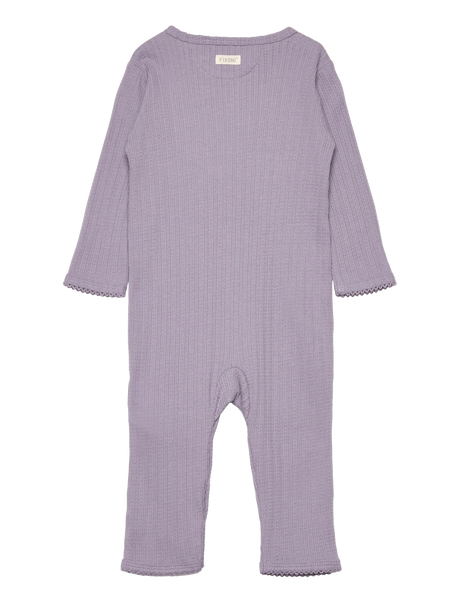 Long Sleeve Pointelle Romper - Lavender Gray by Fixoni