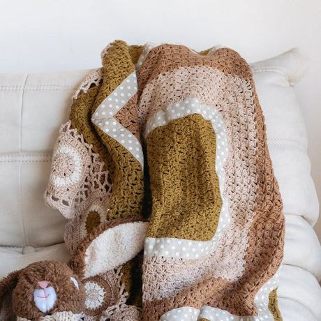 caramel ocre hand crochet blanket by and the little dog laughed
