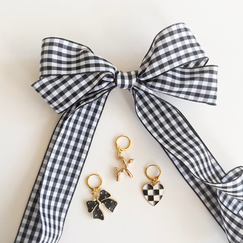 Black + White Gingham Sneaker Charm Set by Leo + Lee