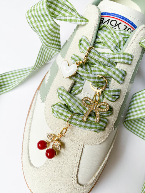 Green Gingham Sneaker Charm Set by Leo + Lee
