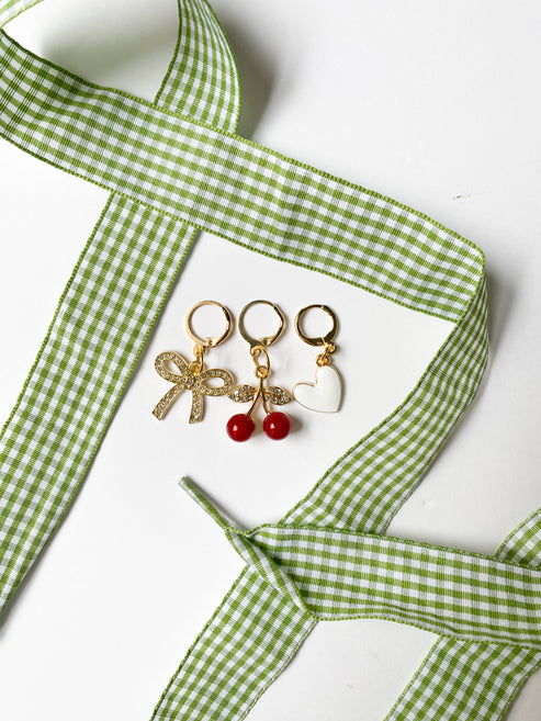 Green Gingham Sneaker Charm Set by Leo + Lee