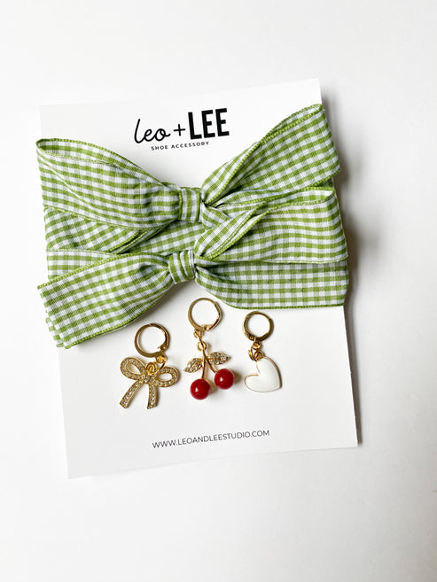 Green Gingham Sneaker Charm Set by Leo + Lee