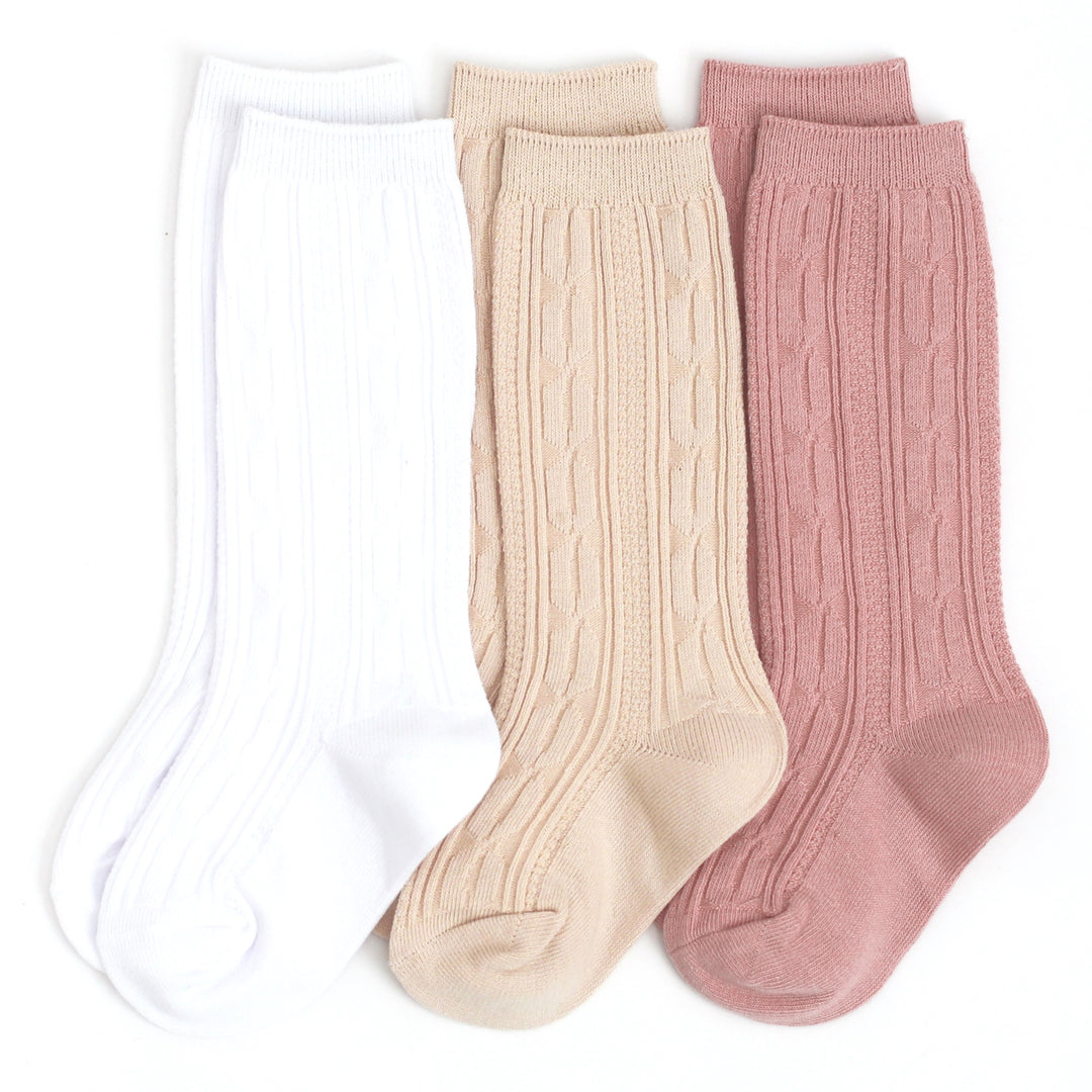 Girlhood Cable Knit Knee High Sock 3-Pack by Little Stocking Co.