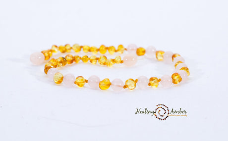 Gold Amber & Rose Quartz by Healing Amber