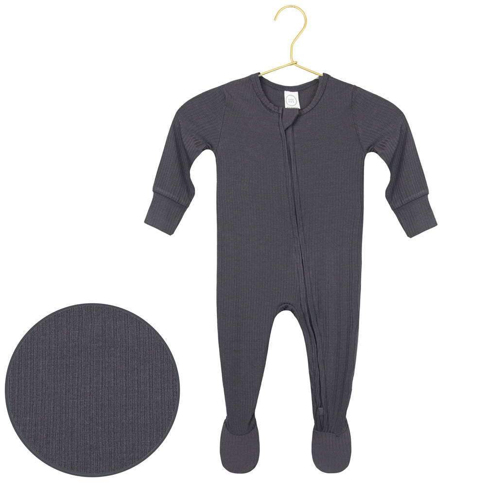Hudson Ribbed Zipper Footie by Lou Lou & Company