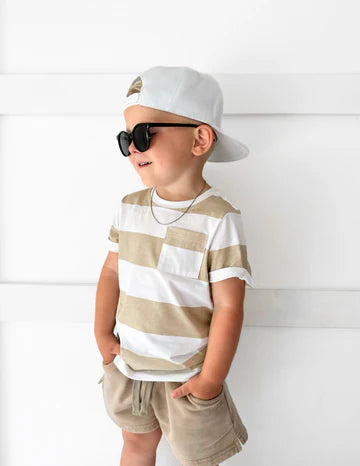 Striped Tee - Beige by Little Bipsy