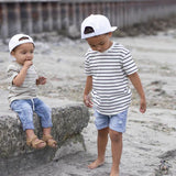 Pinstripe Tee - White and Black by Little Bipsy