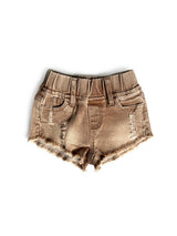 Cut Off Denim Shorties - Camel Wash by Little Bipsy