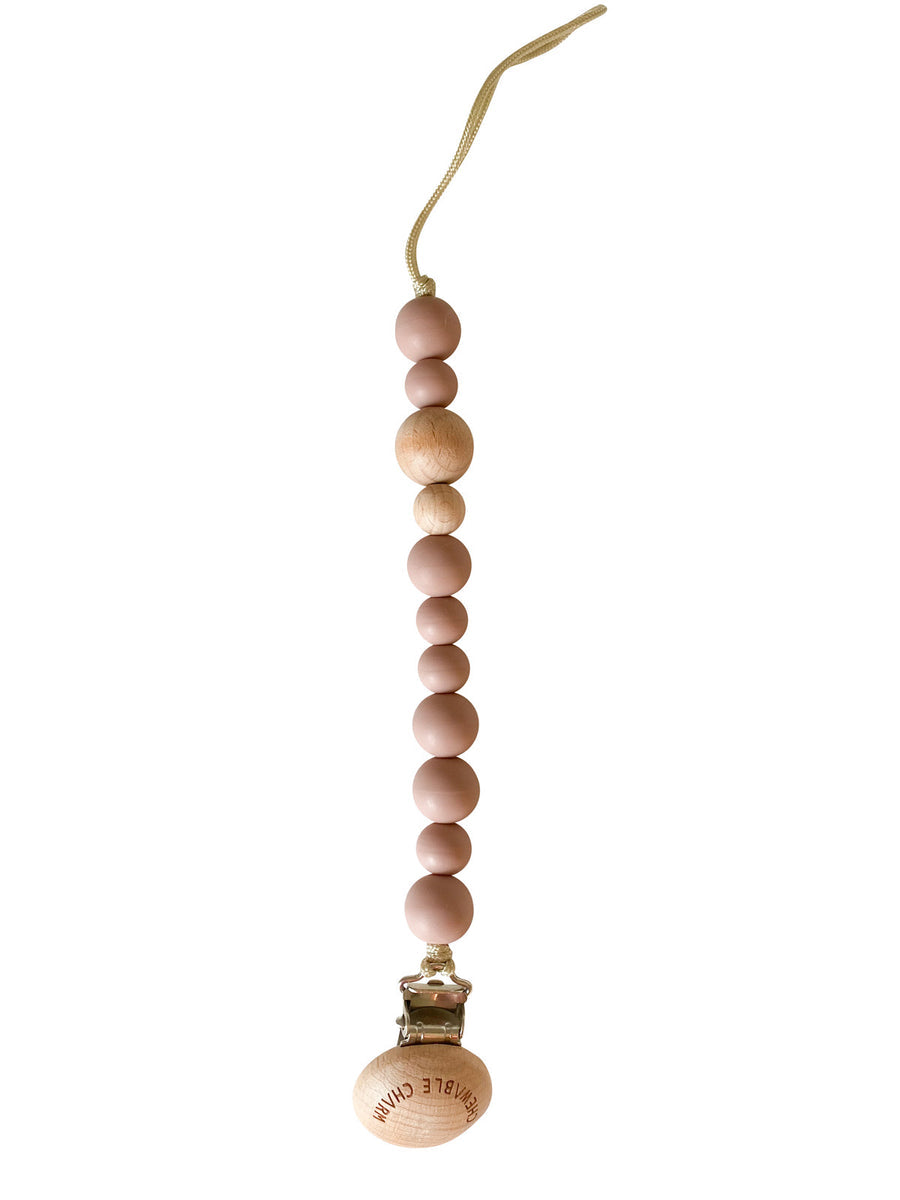 Classic Pacifier Clip - Wood+ Rose by Chewable Charm
