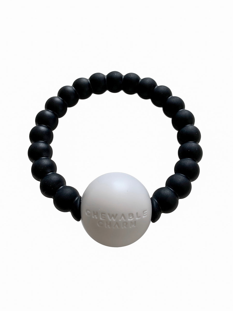Teether Toy Rattle- Black by Chewable Charm