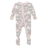 Muffin Ruffle Footie w/ 2 Way Zipper- Dove Princess Dreams by Kickee Pants
