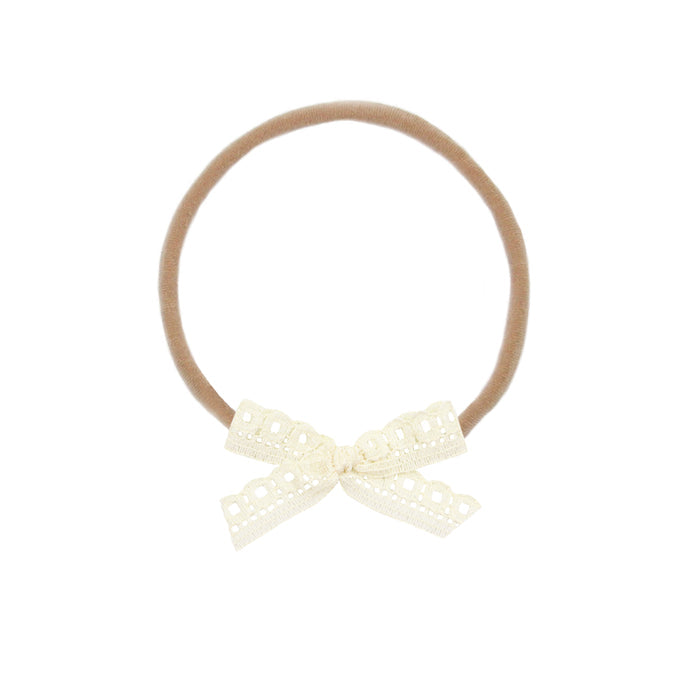 Lace Bow - Mini Cream Headband by Lou Lou & Company