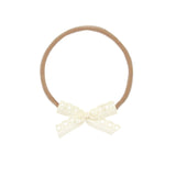 Lace Bow - Mini Cream Headband by Lou Lou & Company