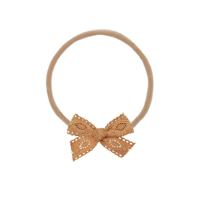 Lace Bow - Mini Cinnamon Headband by Lou Lou & Company