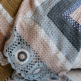 grey and cream hand crochet blanket by and the little dog laughed