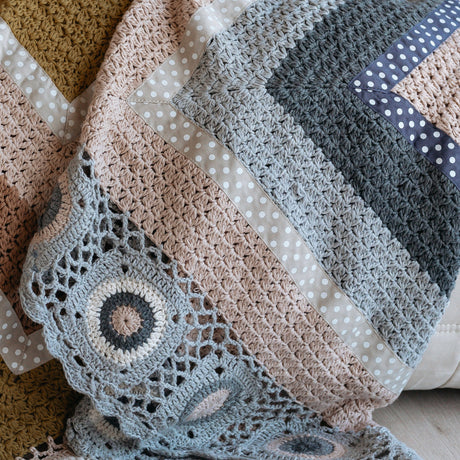 grey and cream hand crochet blanket by and the little dog laughed