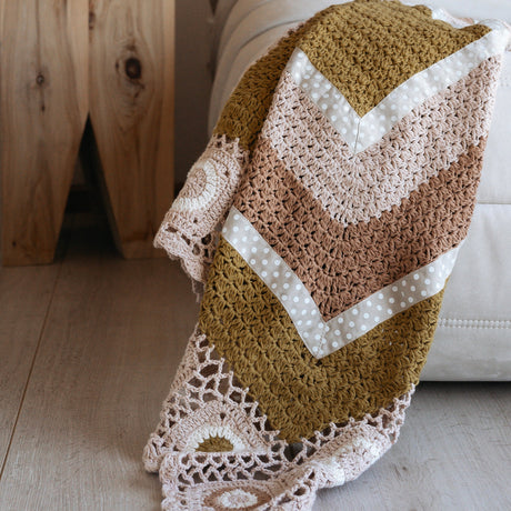 caramel ocre hand crochet blanket by and the little dog laughed