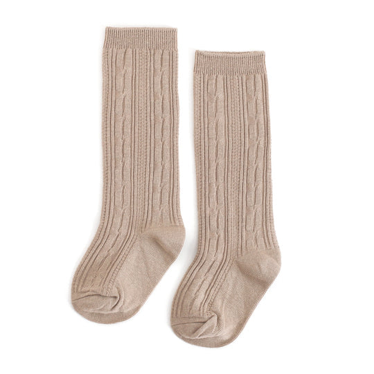 Oat Cable Knit Knee High Socks by Little Stocking Co.