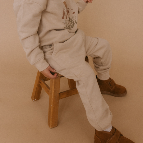 Organic Fleece Jogger Pants - Oat by Makemake