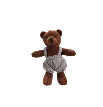 Plush Animal in Cotton Overalls by Creative Co-Op