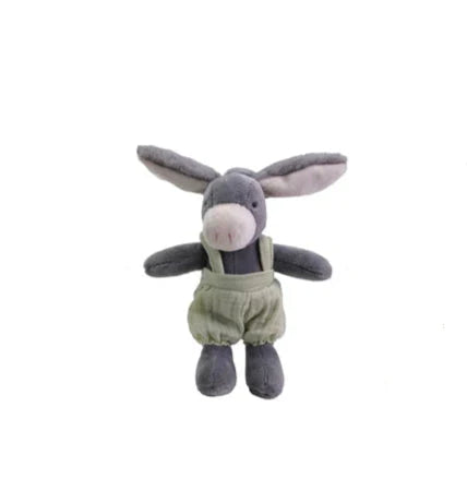 Plush Animal in Cotton Overalls by Creative Co-Op