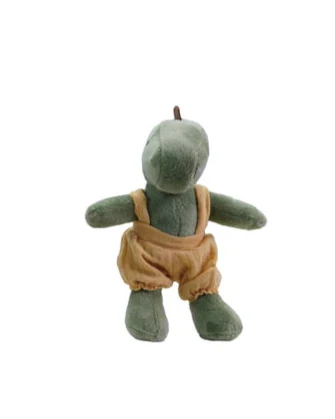 Plush Animal in Cotton Overalls by Creative Co-Op