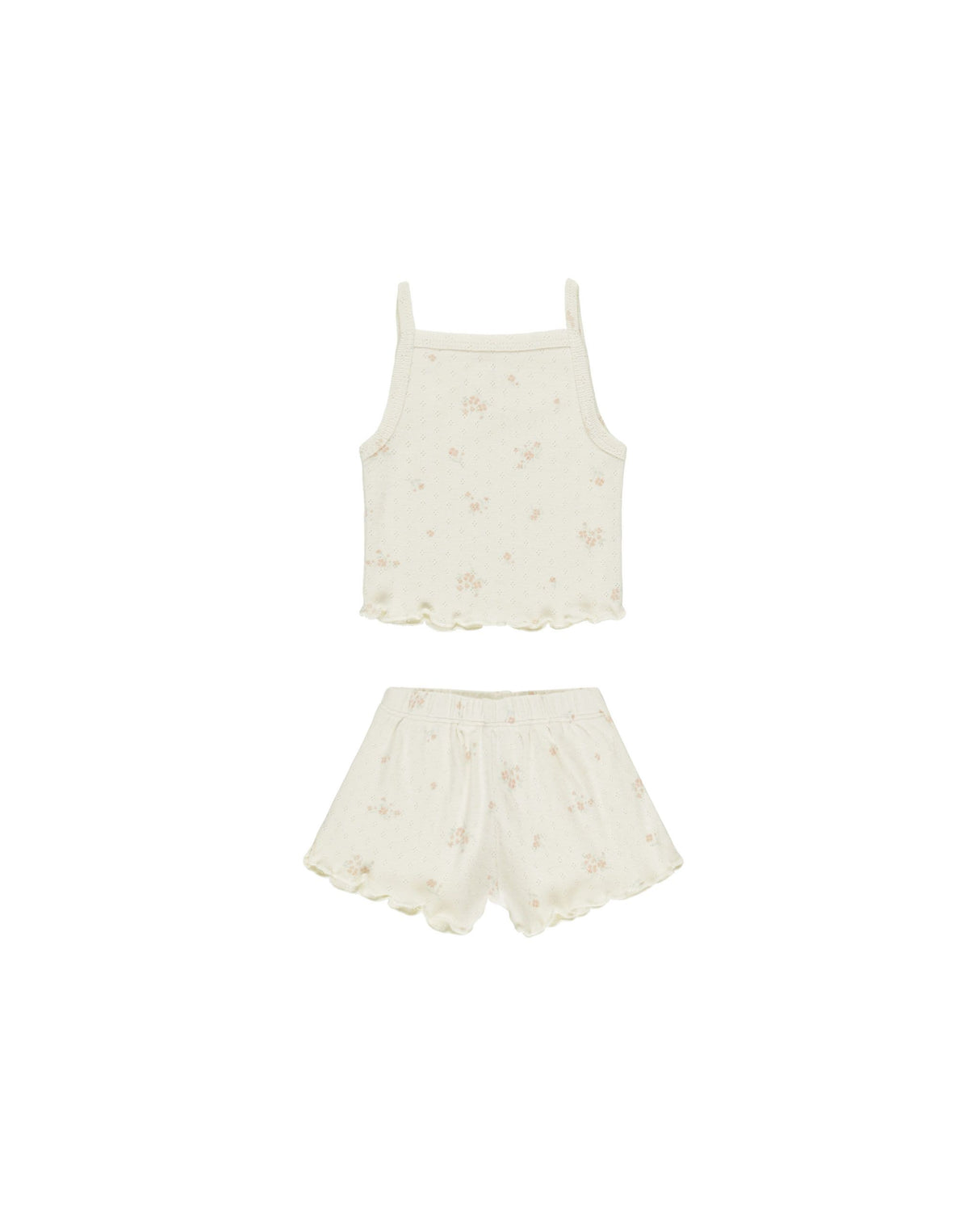 Pointelle Tank + Shortie Set || Pink Ditsy by Quincy Mae