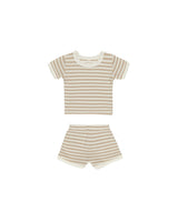 Waffle Shortie Set || Oat Stripe by Quincy Mae
