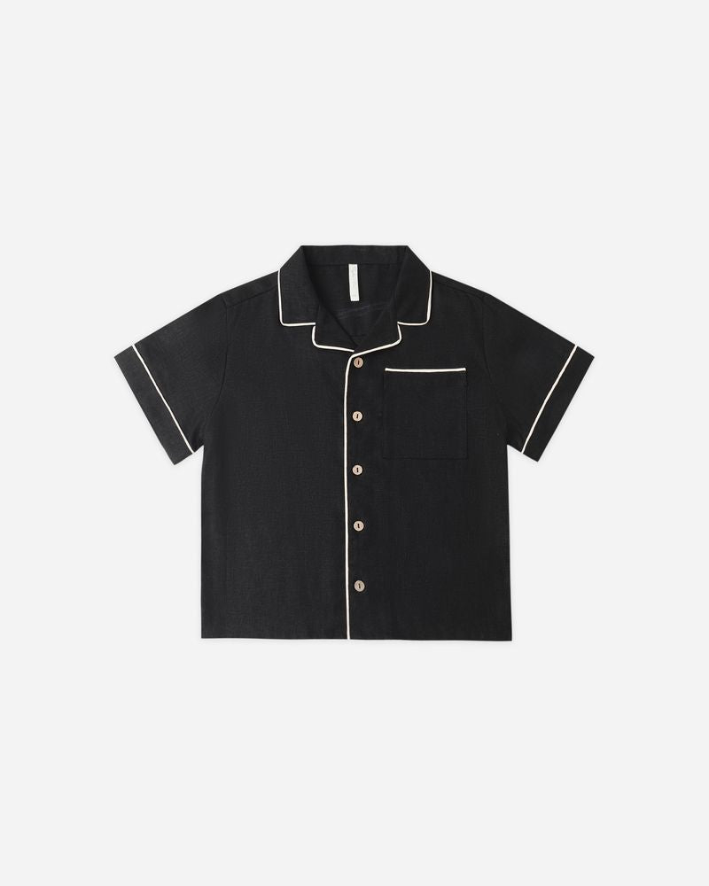 Lapel Collared Shirt || Black by Rylee + Cru